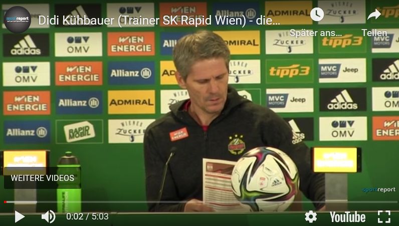 Video: Didi Kühbauer (Trainer SK Rapid Wien) - die Pressekonferenz nach dem Spiel gegen SKN St Pölten