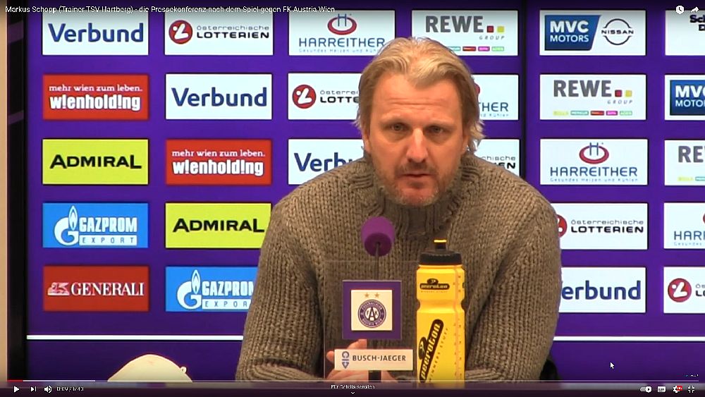 Video: Markus Schopp (Trainer TSV Hartberg) - die Pressekonferenz nach dem Spiel gegen FK Austria Wien