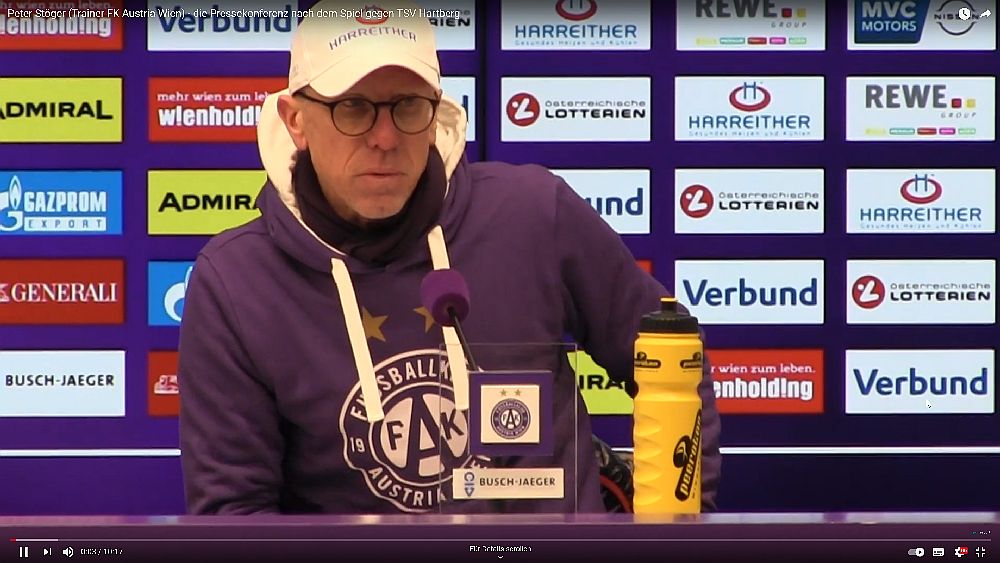 Video: Peter Stöger (Trainer FK Austria Wien) - die Pressekonferenz nach dem Spiel gegen TSV Hartberg