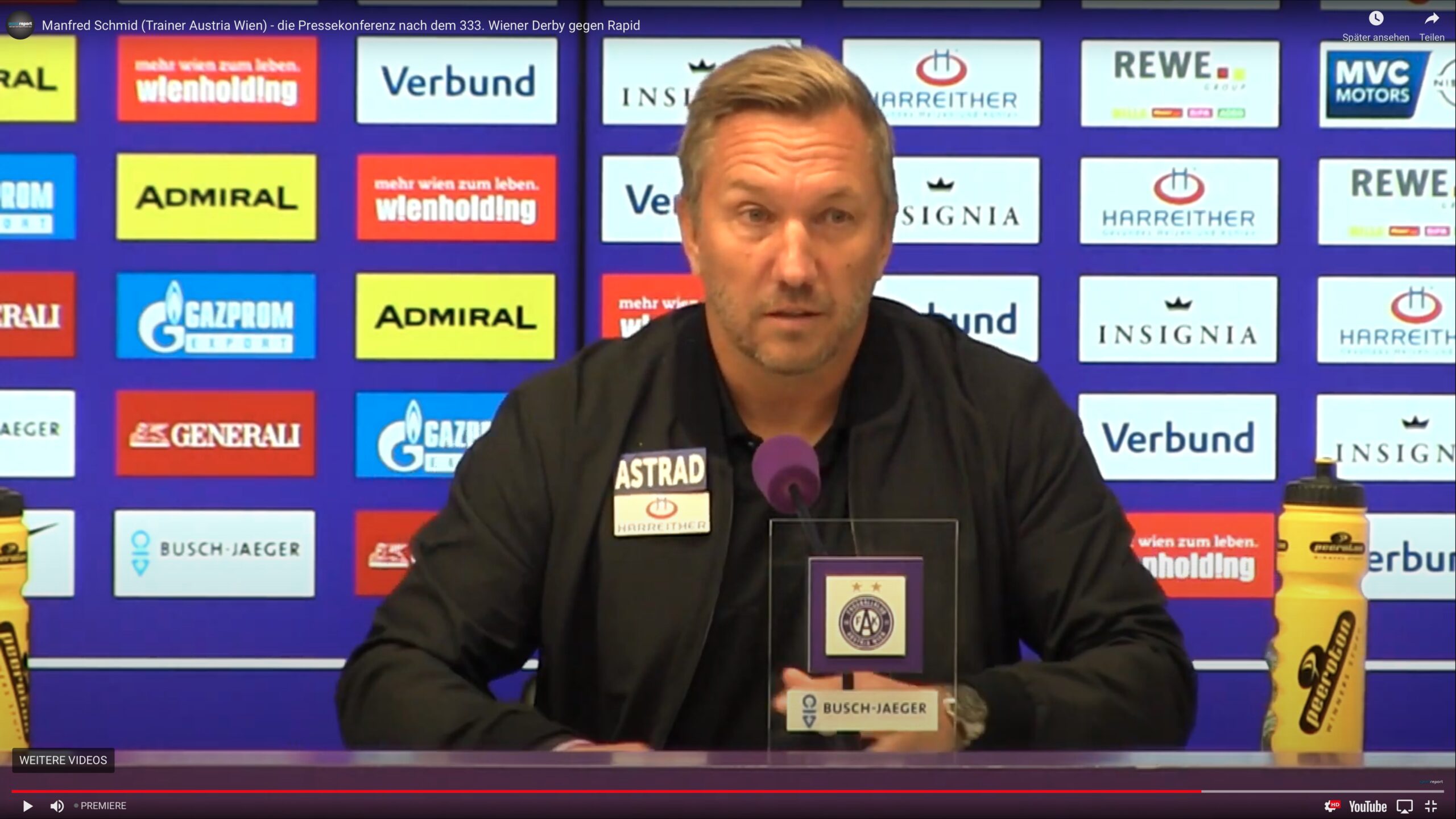 Video: Manfred Schmid (Trainer FK Austria Wien) - die Pressekonferenz nach dem Spiel gegen SK Rapid Wien