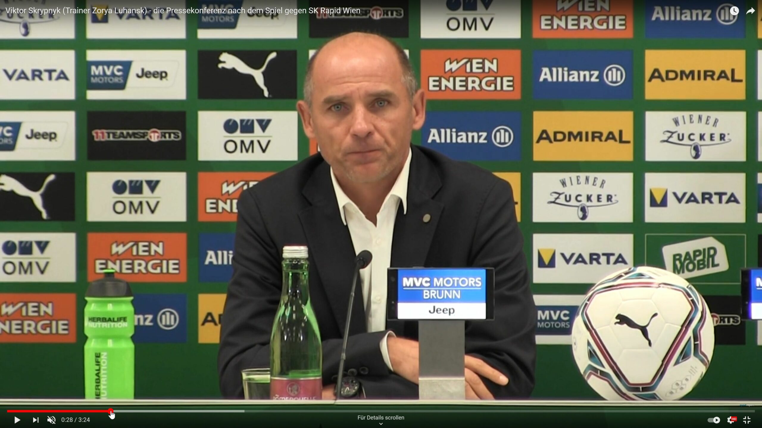 Video: Viktor Skrypnyk (Trainer Sorja Luhansk ) - die Pressekonferenz nach dem Spiel gegen SK Rapid Wien