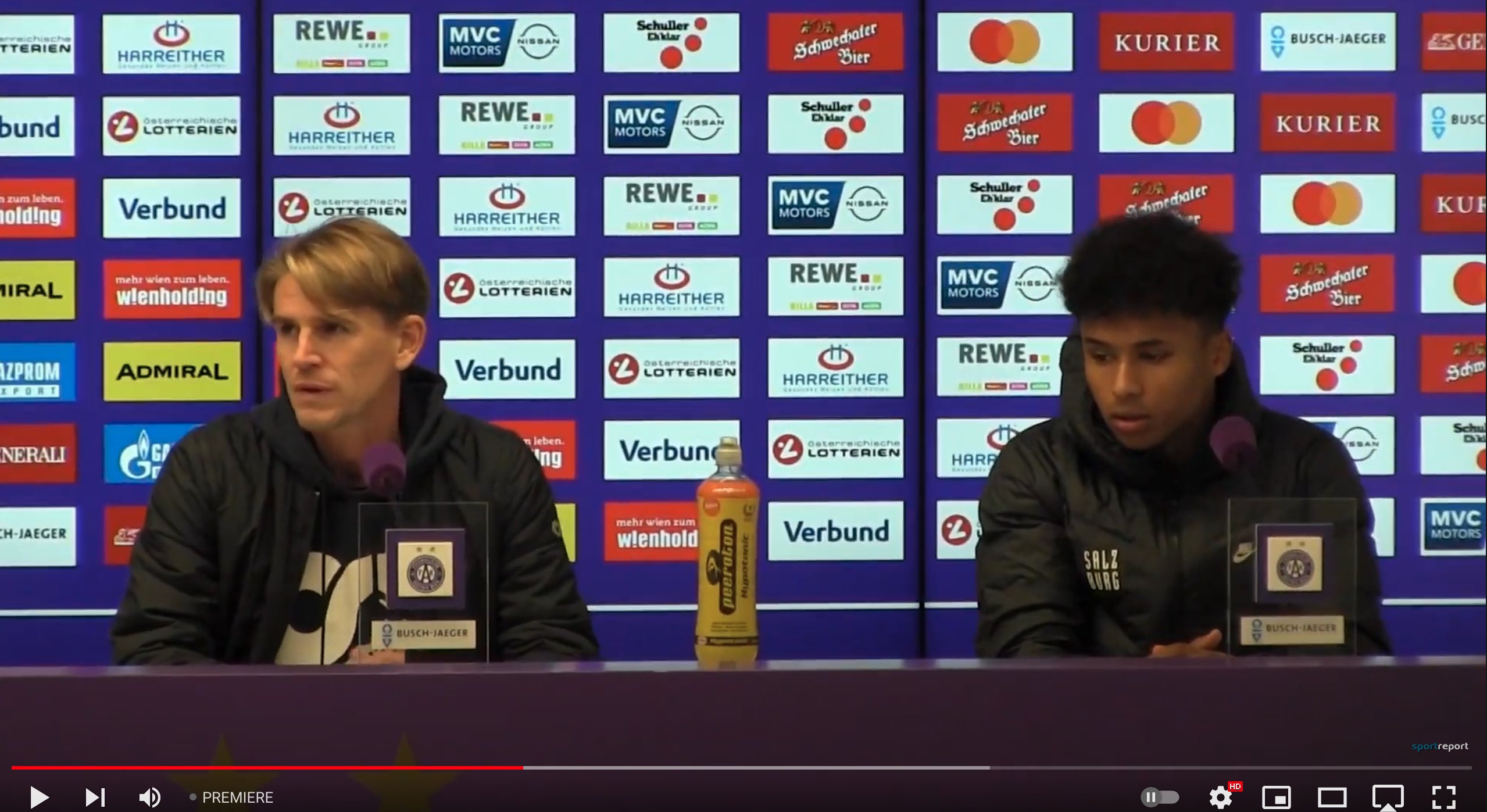 Video: Christoph Freund & Karim Adeyemi  (Trainer FC Red Bull Salzburg) - die Pressekonferenz nach dem Spiel gegen FK Austria Wien