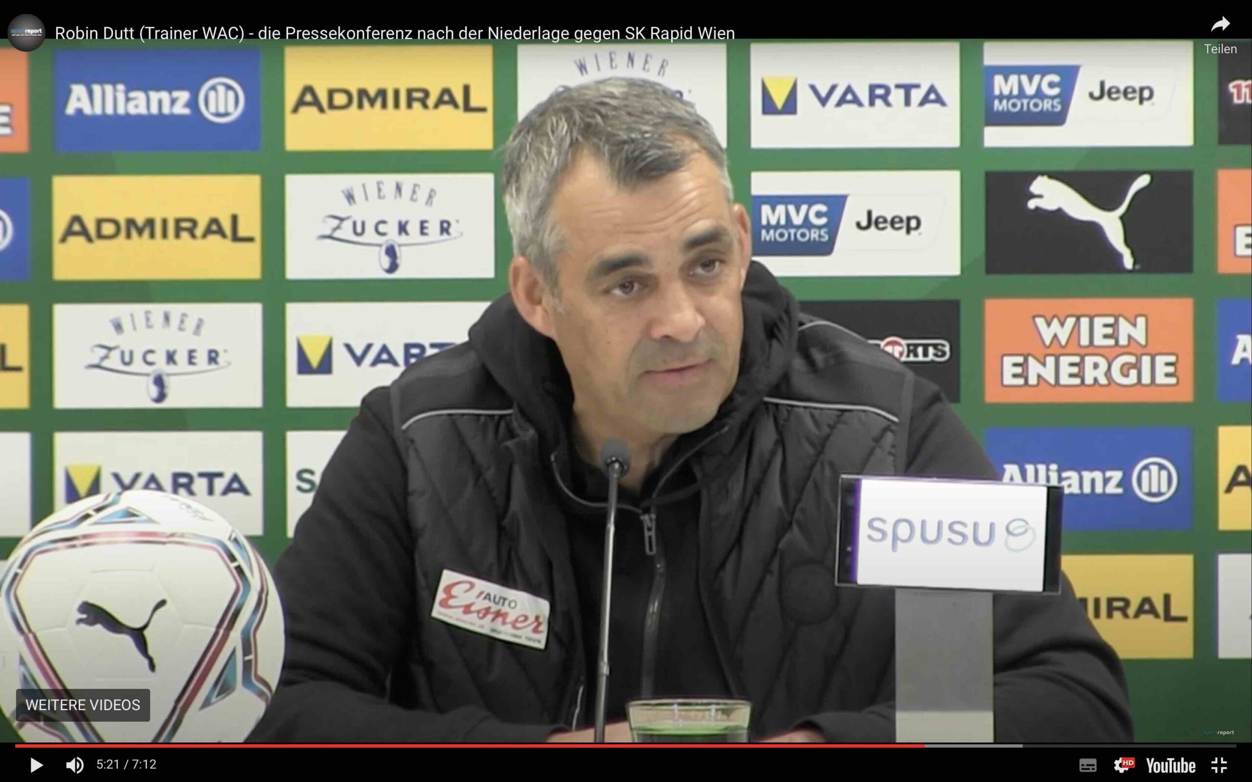Video: Robin Dutt (Trainer WAC) - die Pressekonferenz nach Spiel gegen SK Rapid Wien