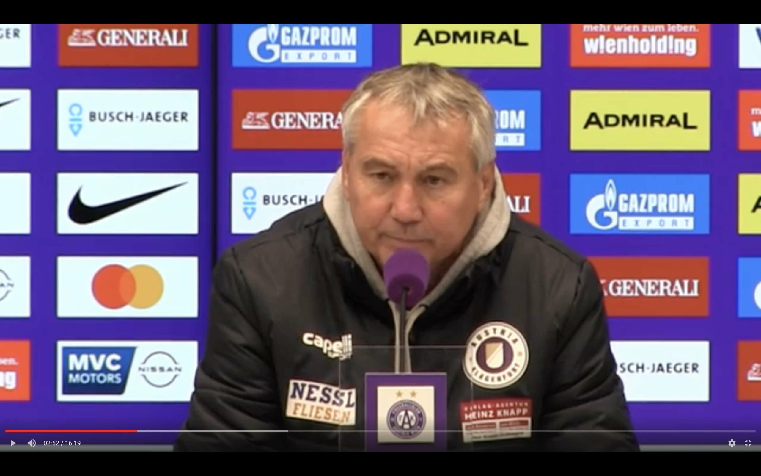 Video: Peter Pacult (Trainer SK Austria Klagenfurt) - die Pressekonferenz nach dem Spiel gegen FK Austria Wien