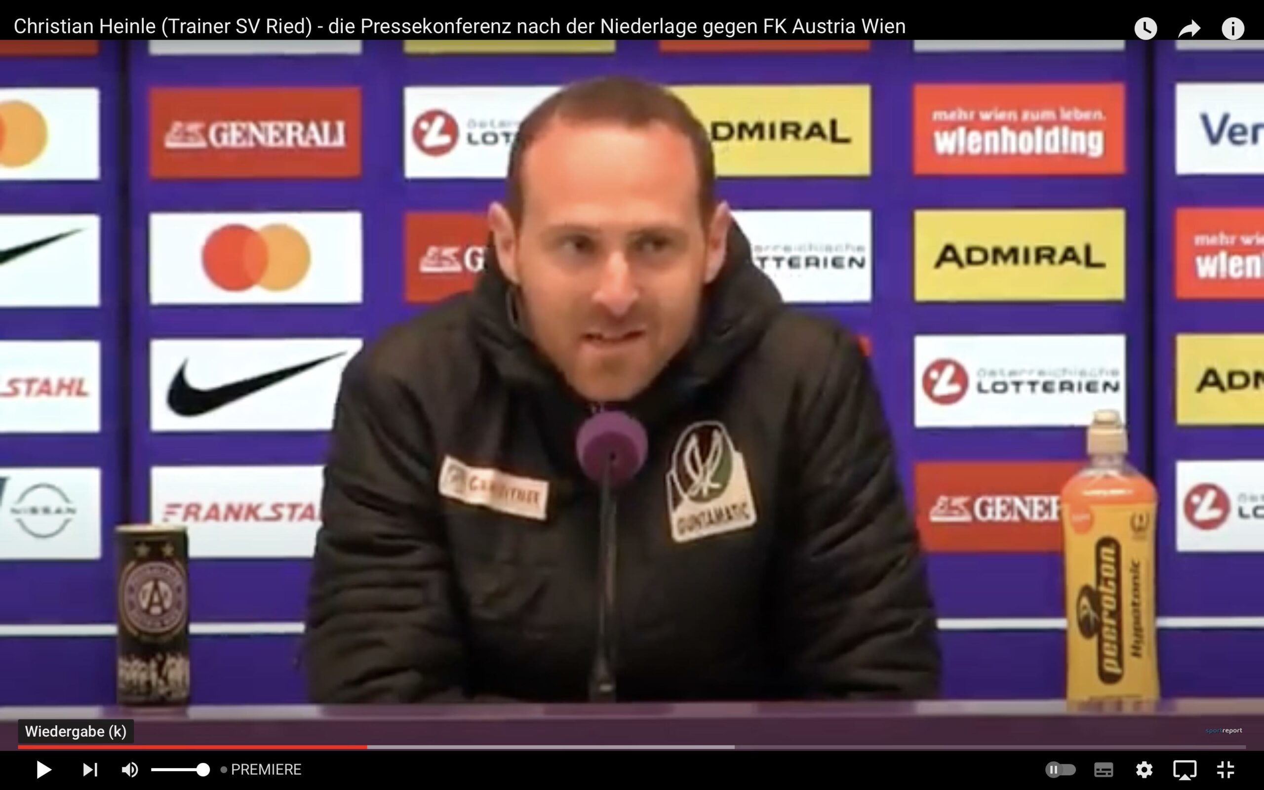 Video: Christian Heinle (Trainer SV Ried) - die Pressekonferenz nach dem Spiel gegen FK Austria Wien