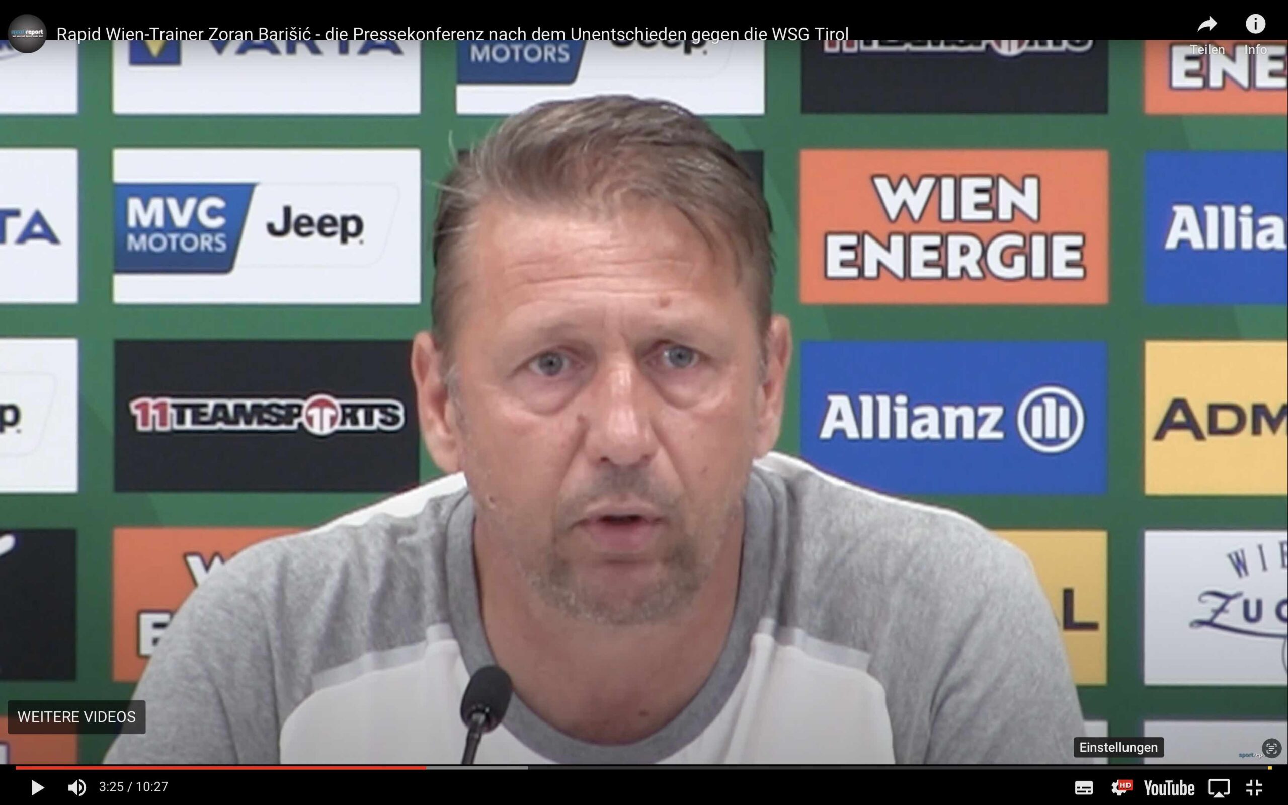 Video: Zoran Barišić (Trainer SK Rapid Wien) - die Pressekonferenz nach dem Spiel gegen WSG Tirol