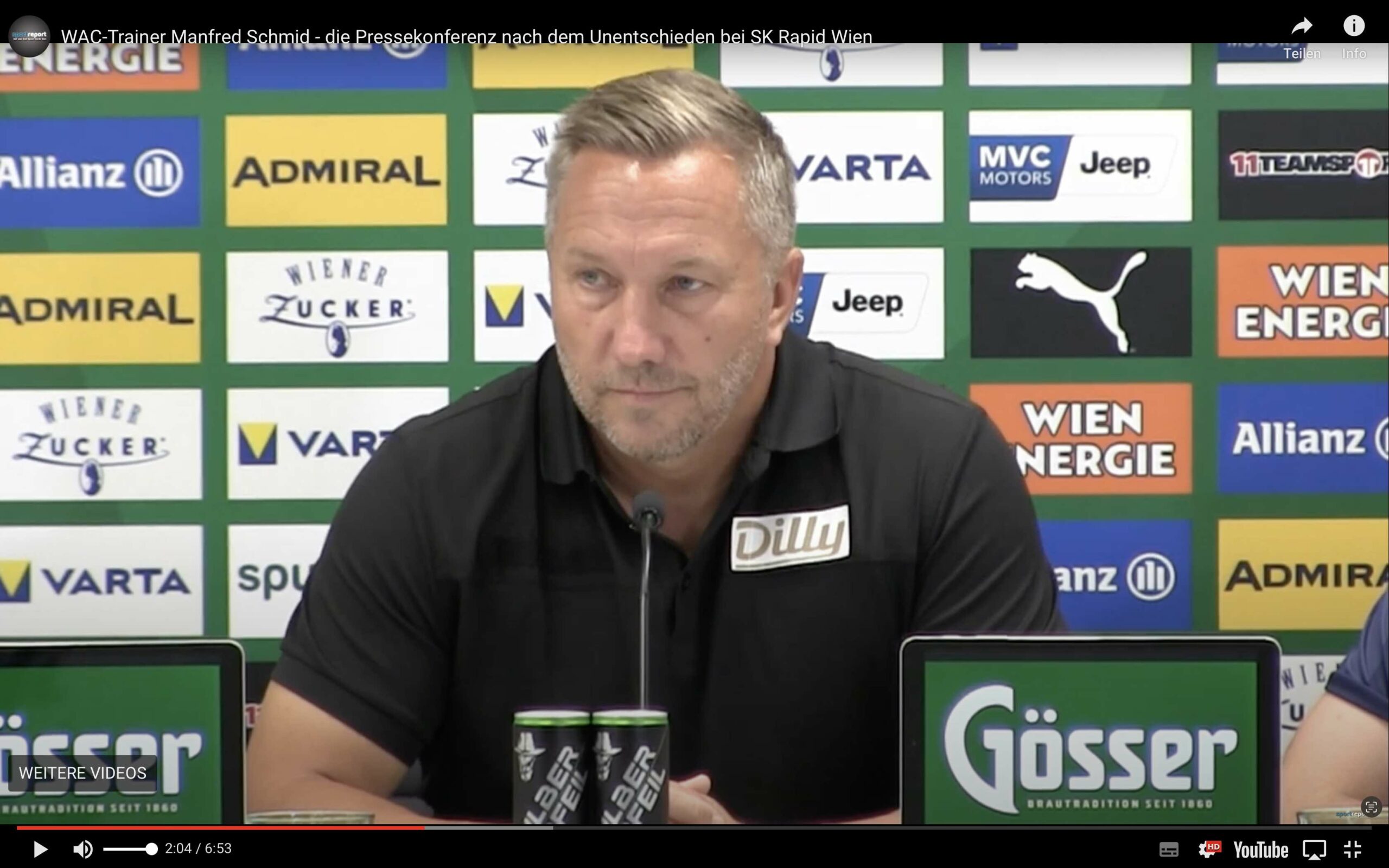 Video: Manfred Schmid (Trainer WAC) - die Pressekonferenz nach dem Spiel gegen SK Rapid Wien