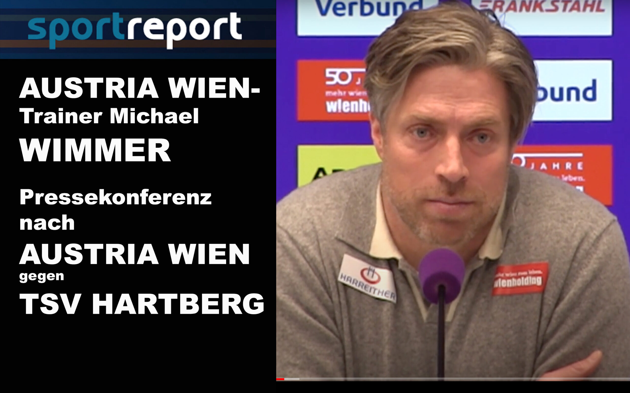 Video: Michael Wimmer (Trainer FK Austria Wien) - die Pressekonferenz nach dem Spiel gegen TSV Hartberg
