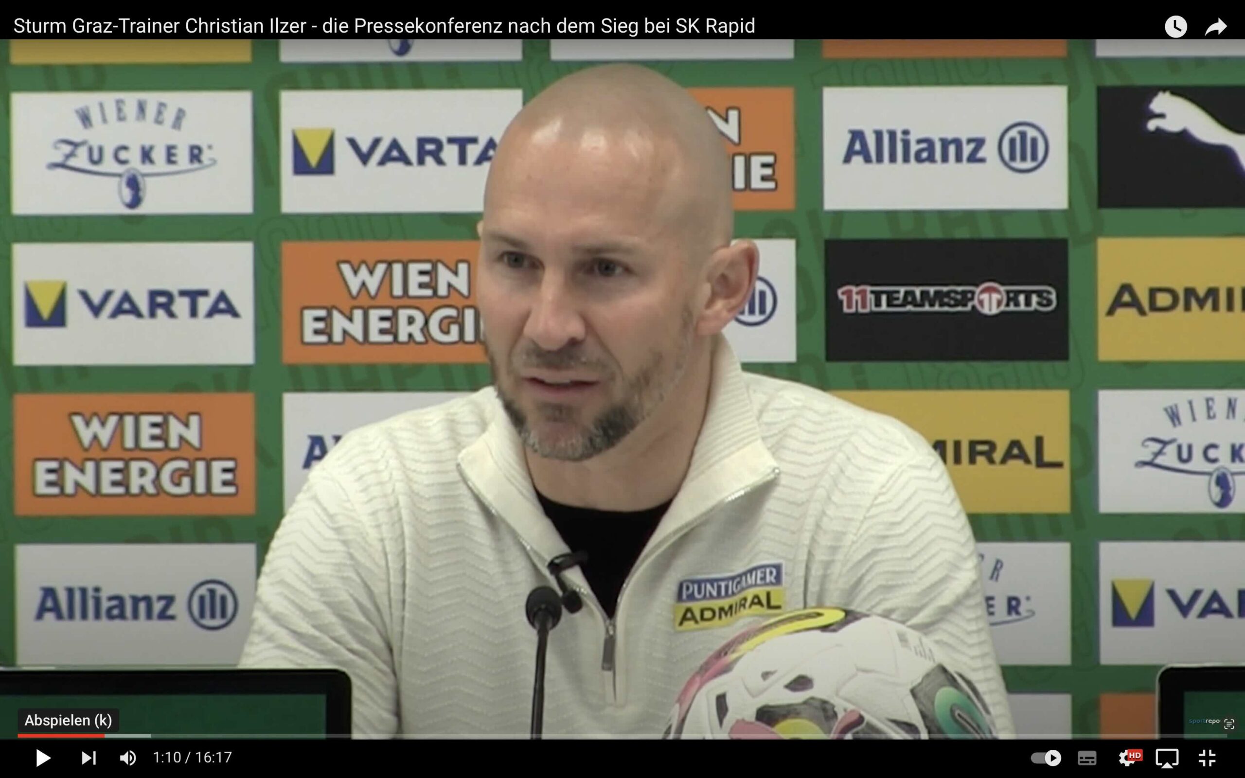 Video: Christian Ilzer (Trainer SK Sturm Graz) - die Pressekonferenz nach dem Spiel gegen SK Rapid