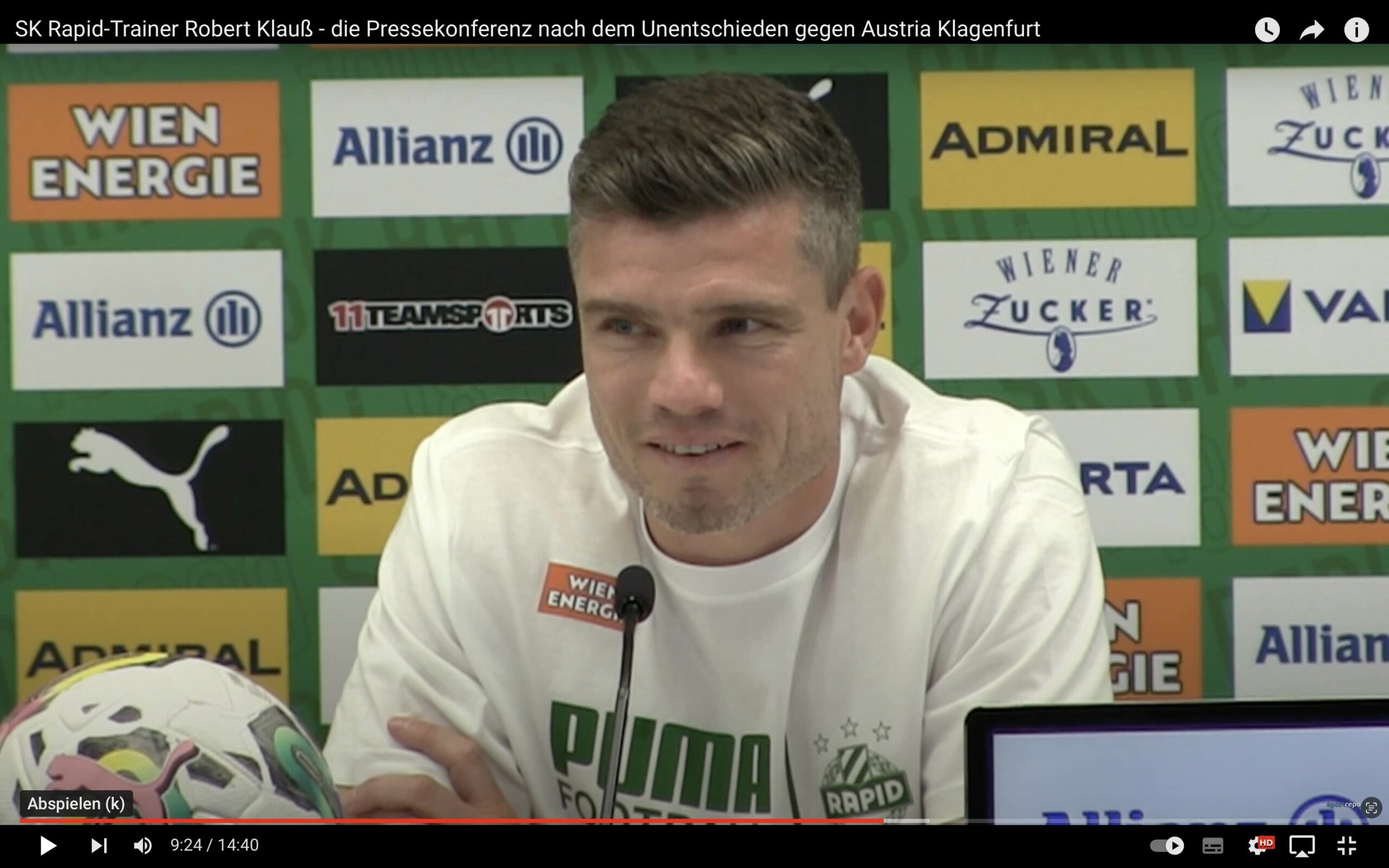 Video: Robert Klauß (Trainer SK Rapid) - die Pressekonferenz nach dem Spiel gegen SK Austria Klagenfurt