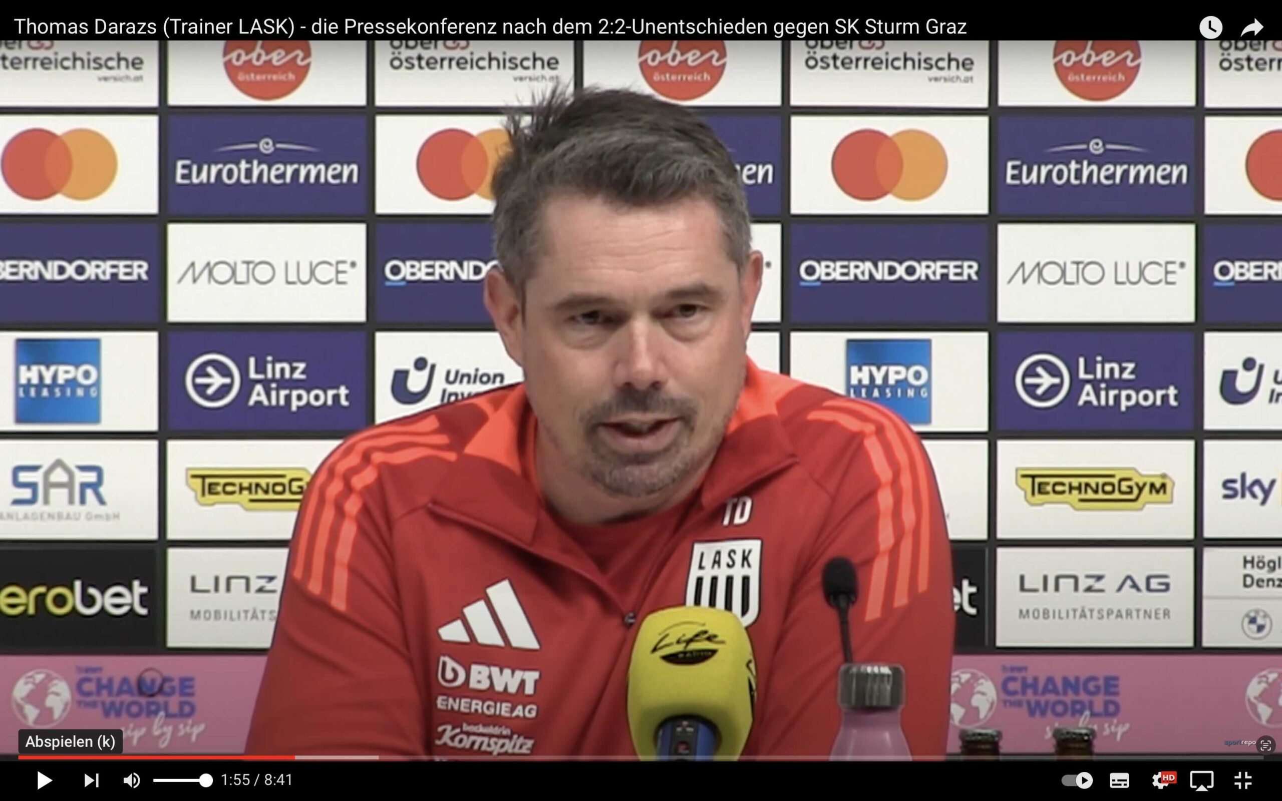 Video: Thomas Darazs (Trainer LASK) - die Pressekonferenz nach dem Spiel gegen SK Sturm Graz