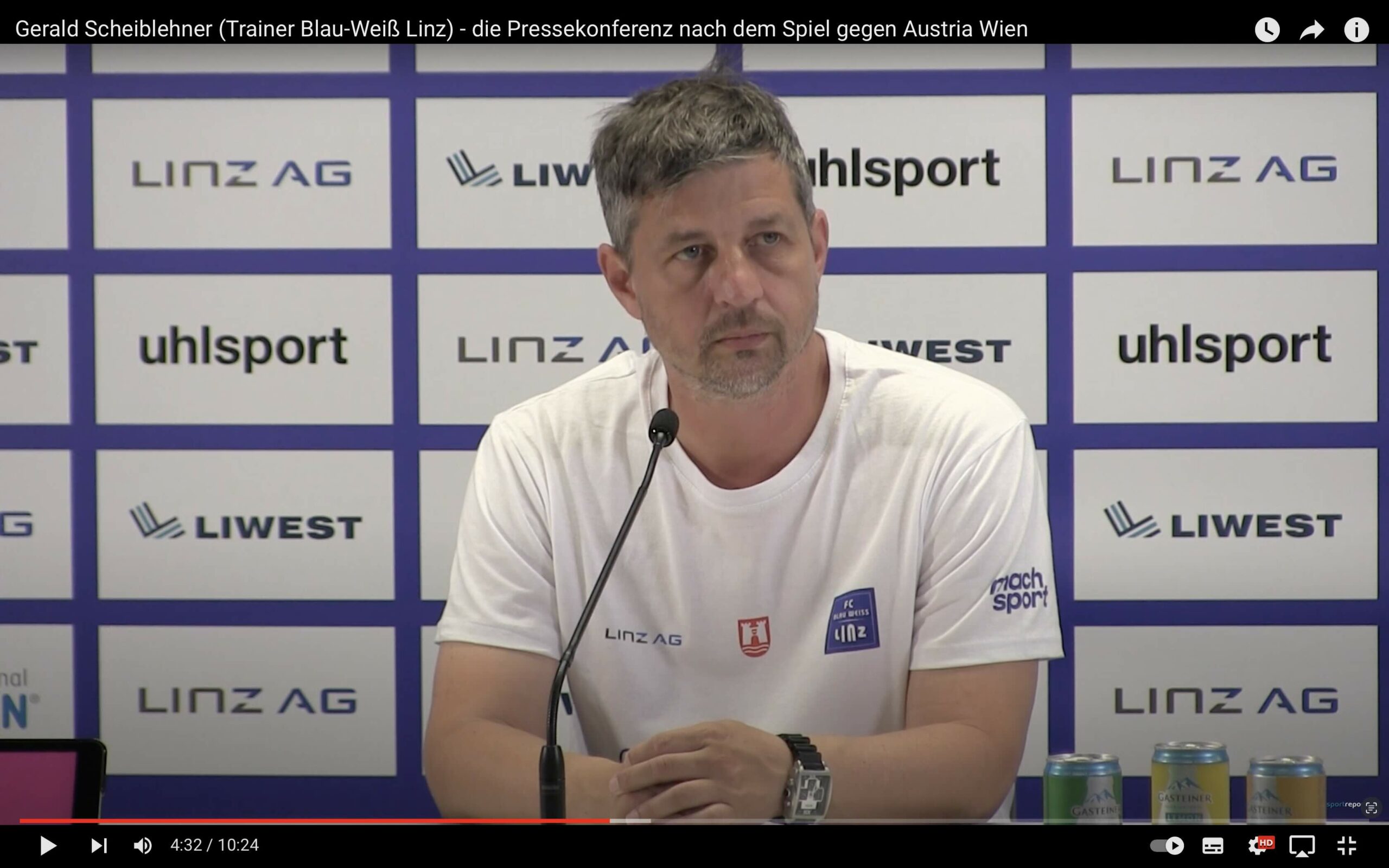 Video: Gerald Scheiblehner (Trainer FC Blau-Weiß Linz) - die Pressekonferenz nach dem Spiel gegen FK Austria Wien